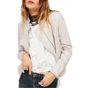 Free People Women's Pearl Cool & Clean Vegan Fitted Leather Moto Jacket